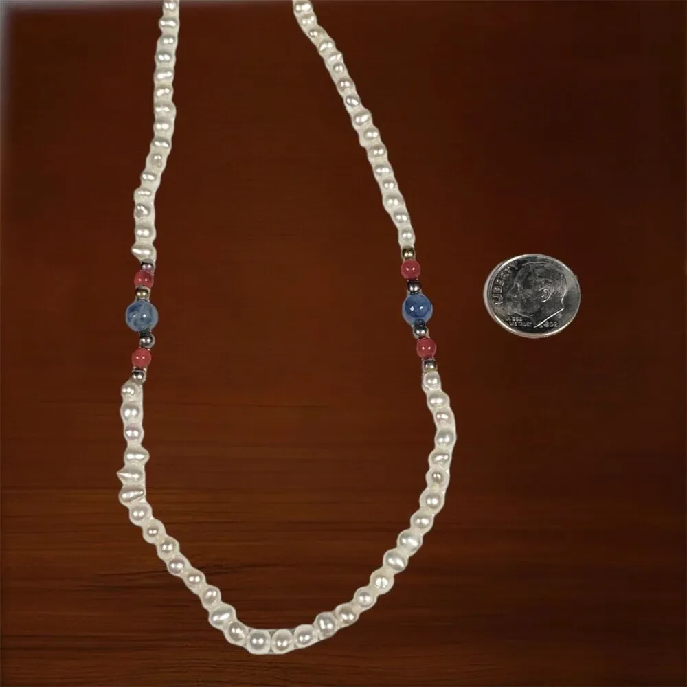 Freshwater Pearl Necklace Single Strand Layering Minimalist Beaded Artisan 28